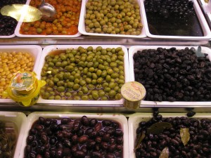 Olives at La Boquieria Marketplace in Barcelona