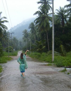 Wading Through Flood Waters in Thailand
